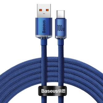 Кабели - Baseus Crystal Shine cable USB to USB-C, 5A100W1.2m (blue) CAJY000403 - быстрый заказ от производителя