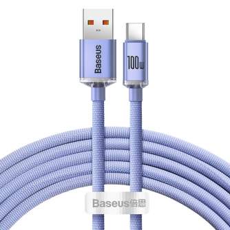 Kabeļi - Baseus Crystal Shine kabelis no USB uz USB-C, 100 W, 2 m (violets) CAJY00050505 - ātri pasūtīt no ražotāja
