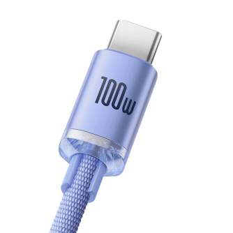 Kabeļi - Baseus Crystal Shine kabelis no USB uz USB-C, 100 W, 2 m (violets) CAJY00050505 - ātri pasūtīt no ražotāja