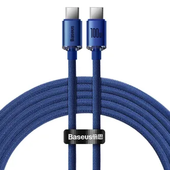Kabeļi - Baseus Crystal Shine cable USB-C to USB-C, 100W, 1.2m (blue) CAJY000603 - ātri pasūtīt no ražotāja