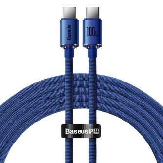 Cables - Baseus Crystal Shine cable USB-C to USB-C, 100W, 1.2m (blue) CAJY000603 - quick order from manufacturer