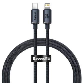 Kabeļi - Baseus Crystal cable USB-C to Lightning, 20W, PD, 1.2m (black) CAJY000201 - ātri pasūtīt no ražotāja