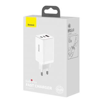 Batteries and chargers - Fast Charger Baseus GAN3 Pro, 2xUSB-C + USB, 65W (white) CCGP050102 - quick order from manufacturer