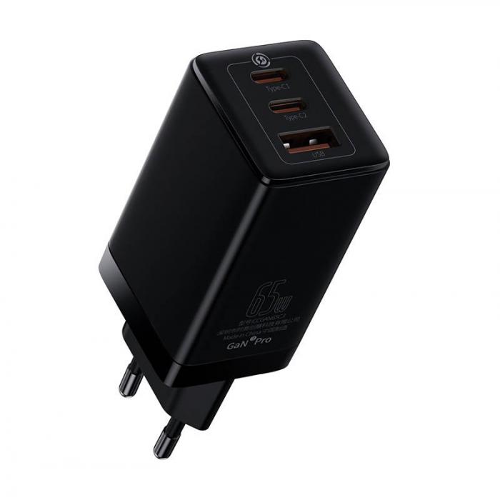 Batteries and chargers - Baseus GAN3 Pro Fast Charger, 2xUSB-C + USB, 65W (black) CCGP050101 - quick order from manufacturer