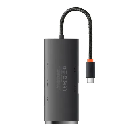 Baseus Lite Series Hub 4in1 USB-C to 4x USB 3.0 + USB-C, 25cm (Black) WKQX030301