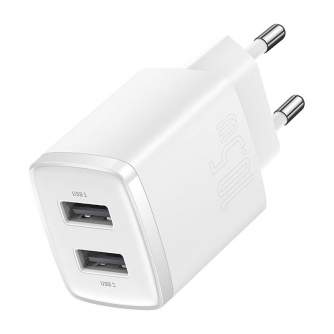 Batteries and chargers - Baseus Compact Quick Charger, 2x USB, 10.5W (white) CCXJ010202 - quick order from manufacturer