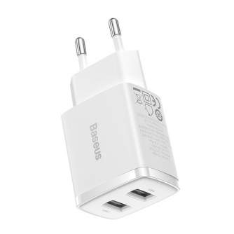 Batteries and chargers - Baseus Compact Quick Charger, 2x USB, 10.5W (white) CCXJ010202 - quick order from manufacturer