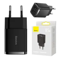 Wall charger - Baseus Compact Quick Charger, 2x USB, 10.5W (black) CCXJ010201 - quick order from manufacturerWall charger - Baseus Compact Quick Charger, 2x USB, 10.5W (black) CCXJ010201 - quick order from manufacturer