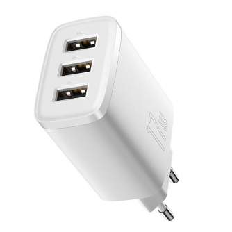 Telefonų, planšetinių kompiuterių ir GPS įkrovikliai - Baseus Compact Quick Charger, 3x USB, 17W (White) CCXJ020102 - купить сег