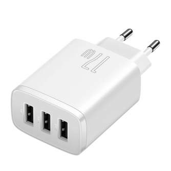 Baterijas, akumulatori un lādētāji - Baseus Compact Quick Charger, 3x USB, 17W (White) CCXJ020102 - ātri pasūtīt no ražotāja