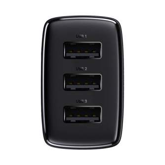Batteries and chargers - Baseus Compact Quick Charger, 3x USB, 17W (Black) CCXJ020101 - quick order from manufacturer