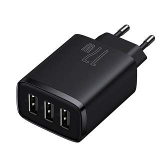 Batteries and chargers - Baseus Compact Quick Charger, 3x USB, 17W (Black) CCXJ020101 - quick order from manufacturer