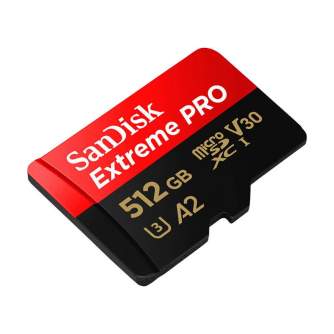 Foto filmiņas - Memory card SANDISK EXTREME PRO microSDXC 512GB 200/140 MB/s UHS-I U3 (SDSQXCD-5 - perc šodien veikalā un ar piegādi