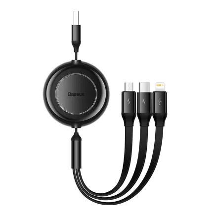 Baseus Bright Mirror 2, USB 3-in-1 cable for micro USB / USB-C / Lightning 3.5A 1.1m (Black) CAMJ010001