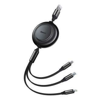 Kabeļi - Baseus Bright Mirror 2, USB 3-in-1 cable for micro USB / USB-C / Lightning 3.5A 1.1m (Black) CAMJ010001 - ātri pasūtīt no ražotāja