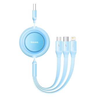 Kabeļi - Baseus Bright Mirror 2, USB 3-in-1 cable for micro USB / USB-C / Lightning 3.5A 1.1m (Sky blue) CAMJ010017 - ātri pasūtīt no ražotāja