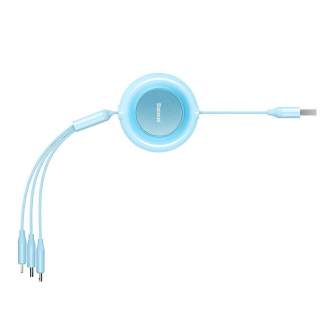 Cables - Baseus Bright Mirror 2, USB 3-in-1 cable for micro USB / USB-C / Lightning 3.5A 1.1m (Sky blue) CAMJ010017 - quick order from manufacturer