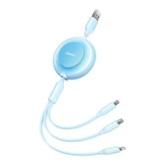 Kabeļi - Baseus Bright Mirror 2, USB 3-in-1 cable for micro USB / USB-C / Lightning 3.5A 1.1m (Sky blue) CAMJ010017 - ātri pasūtīt no ražotāja