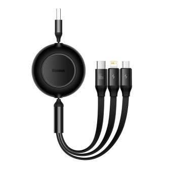 Кабели - Baseus Bright Mirror 3, кабель USB 3-в-1 для micro USB / USB-C / Lightning 66 Вт / 2A 1,1 м (черный) CAMJ010101 - быстр