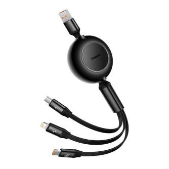 Кабели - Baseus Bright Mirror 3, кабель USB 3-в-1 для micro USB / USB-C / Lightning 66 Вт / 2A 1,1 м (черный) CAMJ010101 - быстр