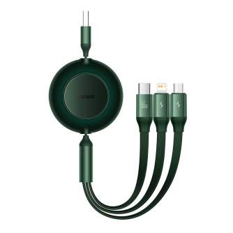 Kabeļi - Baseus Bright Mirror 3, USB 3-in-1 kabelis micro USB / USB-C / Lightning 66W / 2A 1.1m (zaļš) CAMJ010106 - ātri pasūtīt no ražotāja