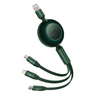 Kabeļi - Baseus Bright Mirror 3, USB 3-in-1 kabelis micro USB / USB-C / Lightning 66W / 2A 1.1m (zaļš) CAMJ010106 - ātri pasūtīt no ražotāja