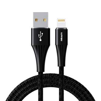 Kabeļi - USB to Lightning cable Vipfan A01, 3A, 1.2m, braided (black). CB-A1LT-black - ātri pasūtīt no ražotāja