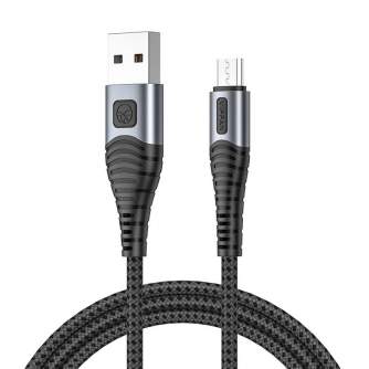 Cables - USB to Micro USB cable Vipfan X10, 3A, 1.2m, braided (black) CB-X10MK - quick order from manufacturer