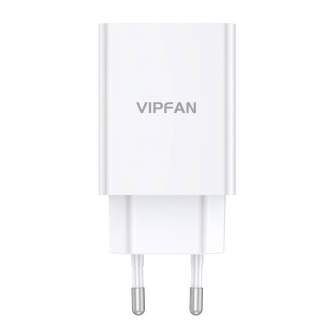 Baterijas, akumulatori un lādētāji - Wall charger Vipfan E03, 1x USB, 18W, QC 3.0 + USB-C cable (white) E03S-TC - ātri pasūtīt no ražotāja
