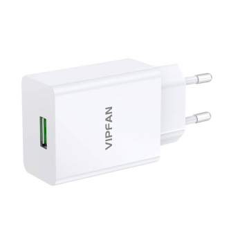 Baterijas, akumulatori un lādētāji - Wall charger Vipfan E03, 1x USB, 18W, QC 3.0 + USB-C cable (white) E03S-TC - ātri pasūtīt no ražotāja