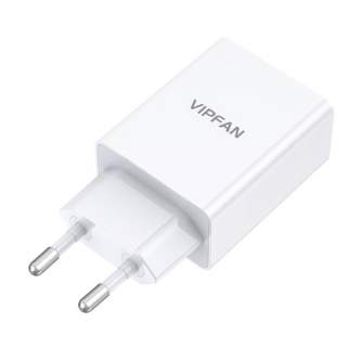 Батарейки и аккумуляторы - Wall charger Vipfan E03, 1x USB, 18W, QC 3.0 + USB-C cable (white) E03S-TC - быстрый заказ от произво