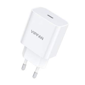 Батарейки и аккумуляторы - Wall charger Vipfan E04, USB-C, 20W, QC 3.0 + Lightning cable (white) E04 CL - быстрый заказ от произ