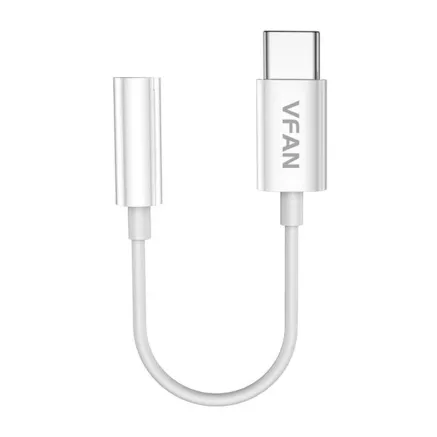 Cable Vipfan L08 USB-C to mini jack 3.5mm AUX, 10cm (white) L08