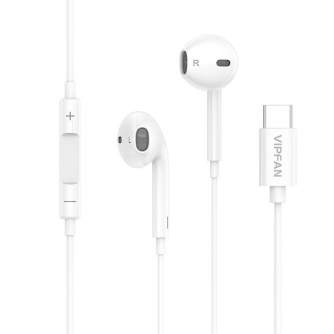 Наушники - Wired in-ear headphones Vipfan M14, USB-C, 1.1m (white) M14 - быстрый заказ от производителя