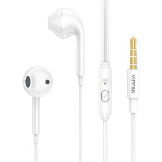 Austiņas - Wired in-ear headphones Vipfan M15, 3.5mm jack, 1m (white) M15-white - ātri pasūtīt no ražotāja