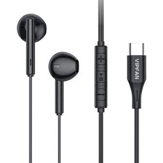 Headphones - Wired in-ear headphones Vipfan M18, USB-C (black) M18 - quick order from manufacturer