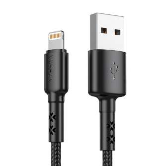 Cables - USB to Lightning cable Vipfan X02, 3A, 1.8m (black) X02LT-1.8m-black - quick order from manufacturer