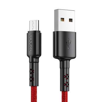Kabeļi - USB to Micro USB cable Vipfan X02, 3A, 1.8m (red) X02MK-1.8m-red - ātri pasūtīt no ražotāja
