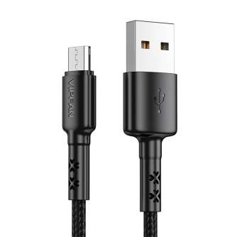 Kabeļi - USB to Micro USB cable Vipfan X02, 3A, 1.2m (black) X02MK-1.2m-black - ātri pasūtīt no ražotāja