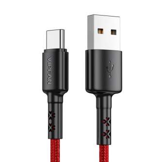 Cables - USB to USB-C cable Vipfan X02, 3A, 1.8m (red) X02TC-1.8m-red - quick order from manufacturer