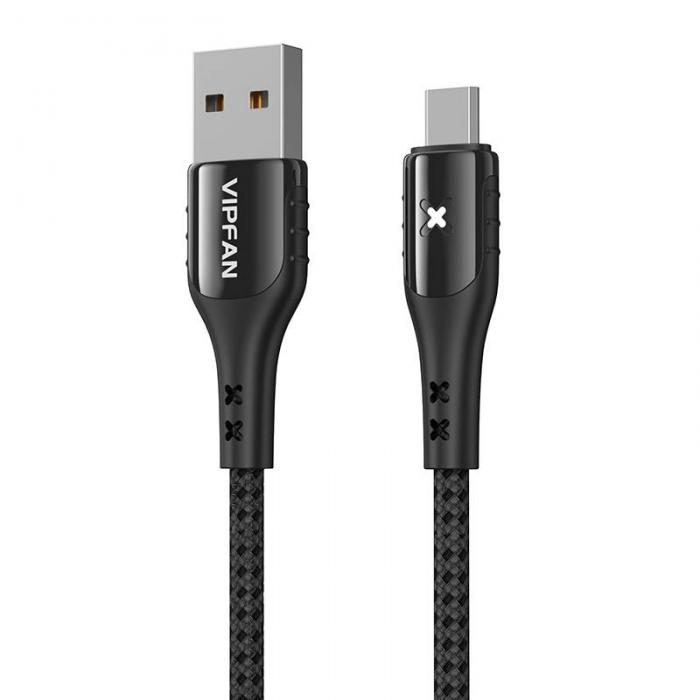 Cables - USB to Micro USB cable Vipfan Colorful X13, 3A, 1.2m (black) X13MK - quick order from manufacturer