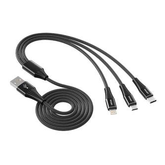 Кабели - USB Cable Vipfan X16 3w1 USB-C/Lightning/Micro 66W 3.5A (czarny) X16LMT-black - быстрый заказ от производителя