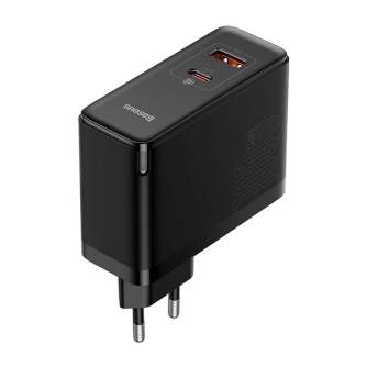 Батарейки и аккумуляторы - Wall charger Baseus GaN USB-C + USB, 100W + 1m cable (black) CCGP090201 - быстрый заказ от производит