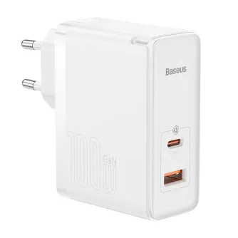 Mobilo tālruņu, planšetdatoru, GPS lādētāji - Wall charger Baseus GaN5 Pro USB-C + USB, 100W + 1m cable (white) CCGP090202 - ātri pasūtīt no ražotāja