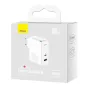 Mobilo tālruņu, planšetdatoru, GPS lādētāji - Wall charger Baseus GaN5 Pro USB-C + USB, 100W + 1m cable (white) CCGP090202 - ātri pasūtīt no ražotāja