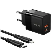Telefonų, planšetinių kompiuterių ir GPS įkrovikliai - Wall charger Mcdodo CH-1952 USB + USB-C, 20W + USB-C to Lightning cable (Telefonų, planšetinių kompiuterių ir GPS įkrovikliai - Wall charger Mcdodo CH-1952 USB + USB-C, 20W + USB-C to Lightning cable (