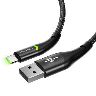 Кабели - USB to USB-C Mcdodo Magnificence CA-7960 LED cable, 1m (black) CA-7960 - быстрый заказ от производителя