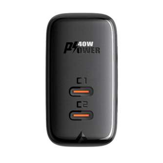 Kabeļi - Wall Charger Acefast A9, 2x USB-C, PD 40W (czarna) A9 black - ātri pasūtīt no ražotāja