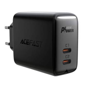 Кабели - Wall Charger Acefast A9, 2x USB-C, PD 40W (czarna) A9 black - быстрый заказ от производителя