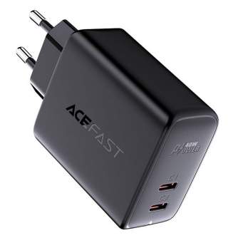 Cables - Wall Charger Acefast A9, 2x USB-C, PD 40W (czarna) A9 black - quick order from manufacturer